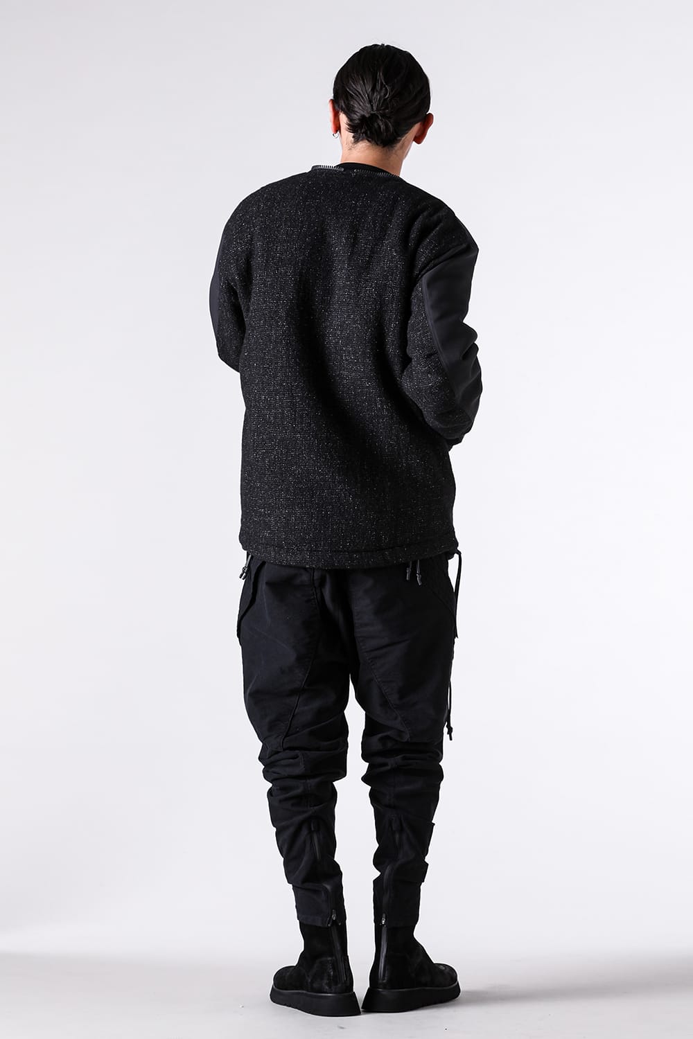 Blouson - 25-26AW - RIPVANWINKLE | Airy, Thick Texture Created by “Strong Fulling.” A Mixed-Material Combination MA-1 - Combination Solid MA-1 （Black） / RB-737 10-003