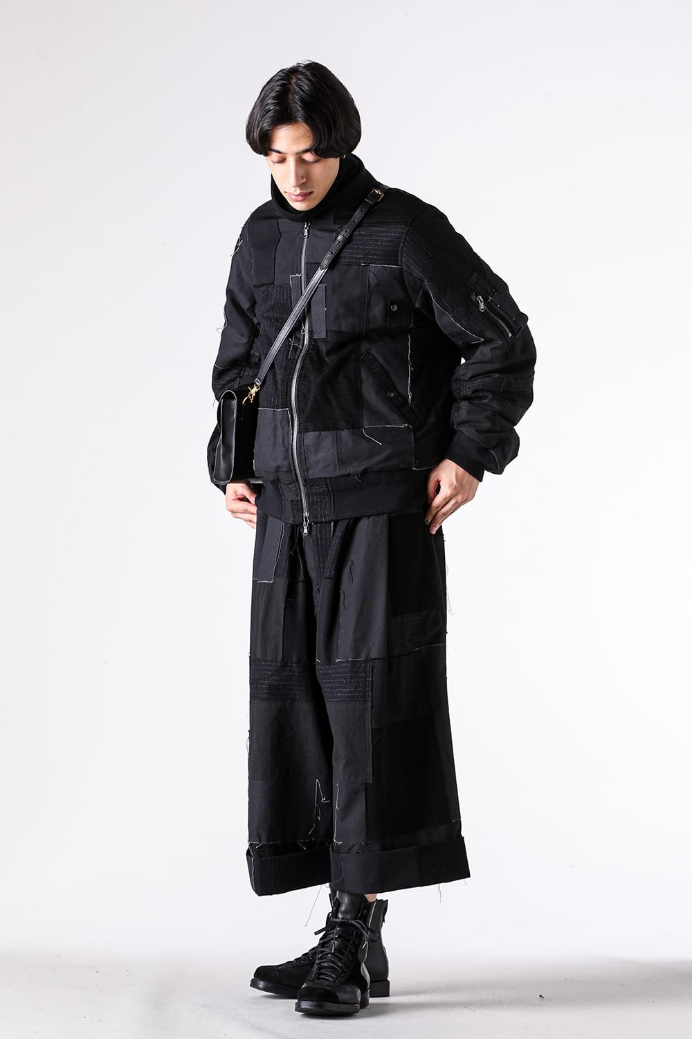 Blouson - 25-26AW - ISŌ | Originality Born from Six Fabrics. A Patchwork MA-1 Where Military Meets Mode - Patchwork Cotton Bomber Jacket （Black） / ISO-017-JAK 3-001