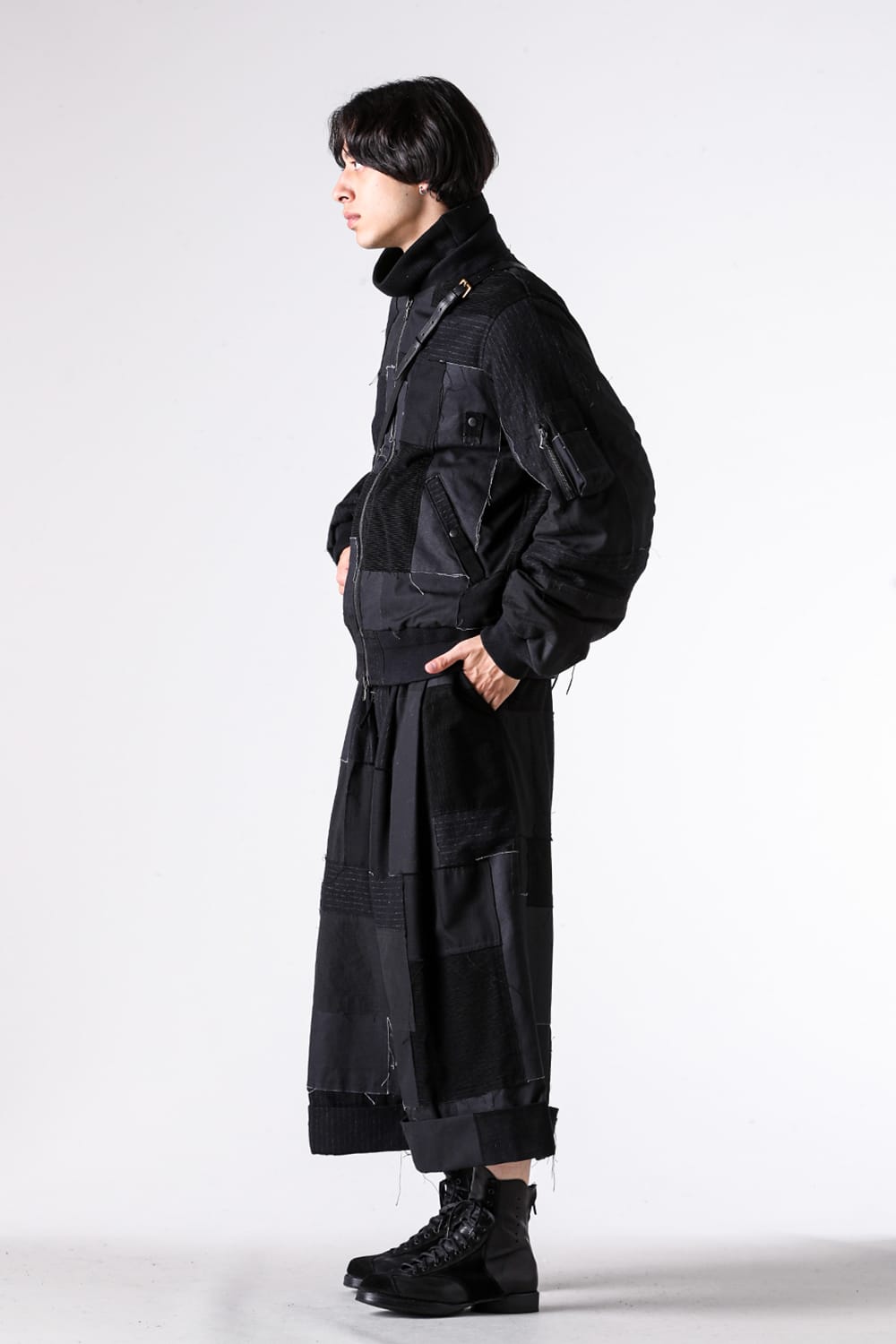 Blouson - 25-26AW - ISŌ | Originality Born from Six Fabrics. A Patchwork MA-1 Where Military Meets Mode - Patchwork Cotton Bomber Jacket （Black） / ISO-017-JAK 3-002