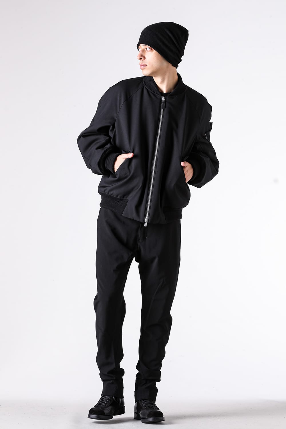 Blouson - 25-26AW - CROMAGNON | Banshū Wool Infused with Silicone. A Structured, Wind-Resistant MA-1 - MA-1 Jacket Wool Gabardine （BLACK） / CJ-LSRGB 4-001