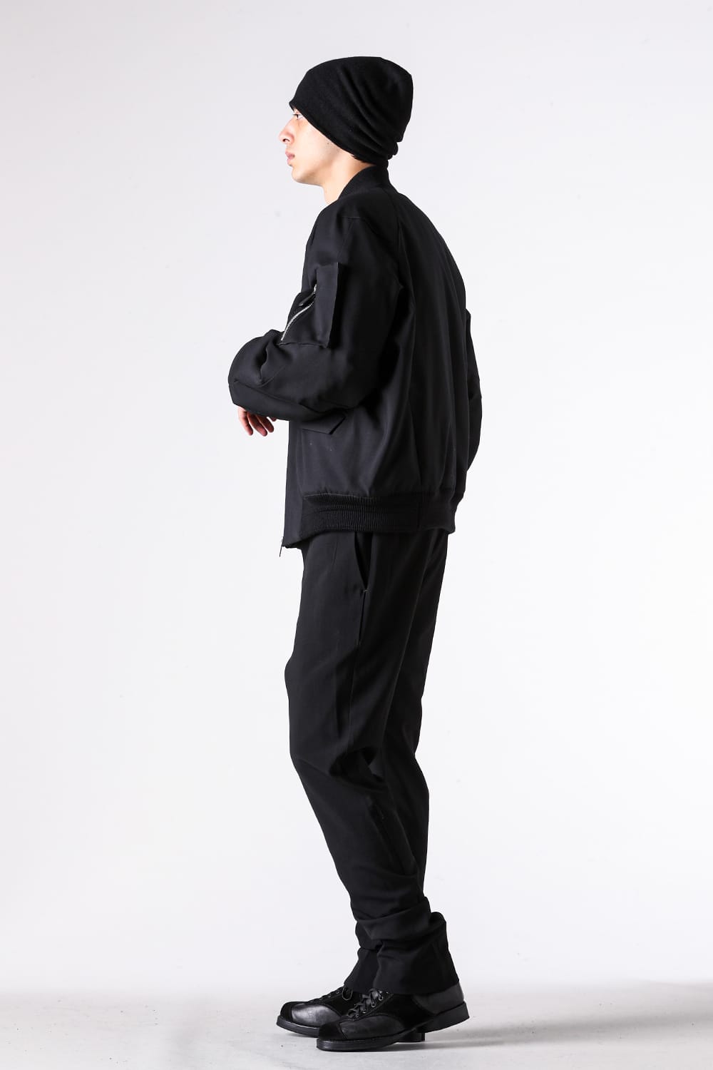 Blouson - 25-26AW - CROMAGNON | Banshū Wool Infused with Silicone. A Structured, Wind-Resistant MA-1 - MA-1 Jacket Wool Gabardine （BLACK） / CJ-LSRGB 4-002