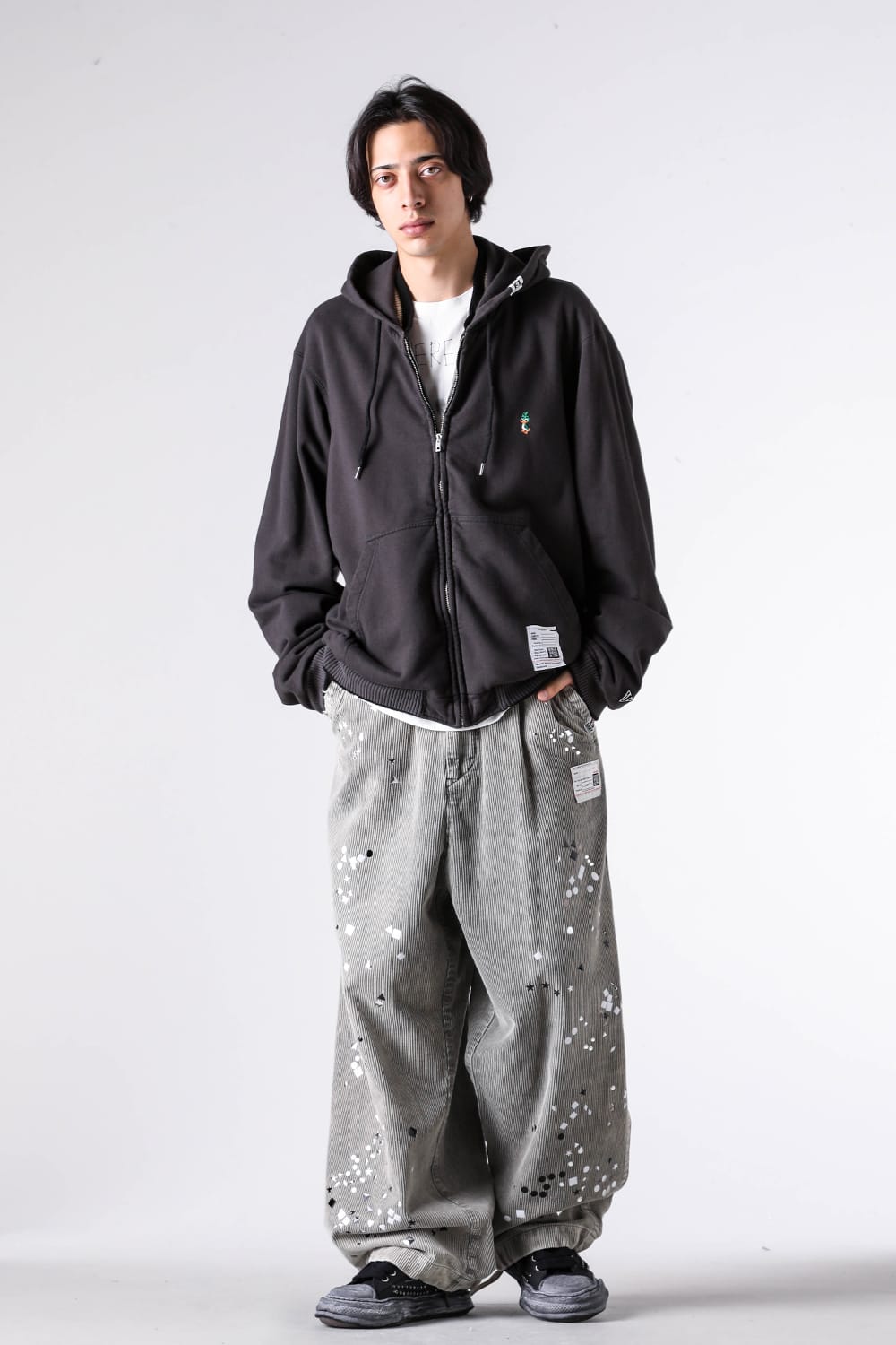 Blouson - 25-26AW - Maison MIHARA YASUHIRO | Eagle Embroidery & Faded Satin. A Modern Hybrid Souvenir Jacket with Integrated Hoodie - Reversible Souvenir Jacket （Black） / J15BL143 6-002