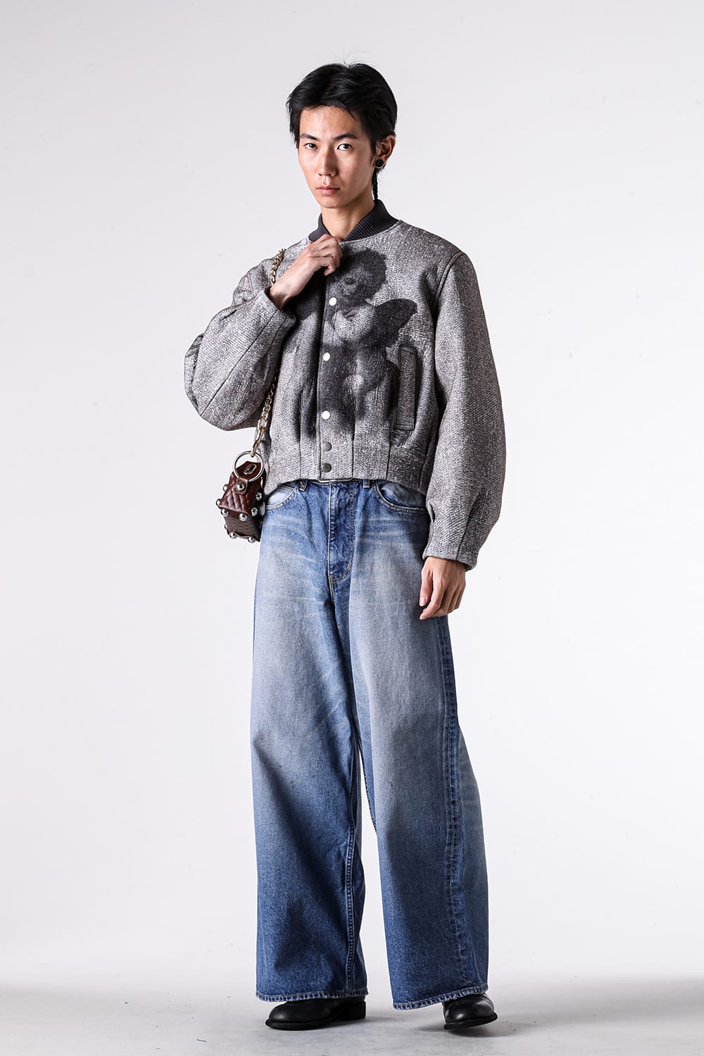 Blouson - 25-26AW - MASU | A Fusion of Past and Future. A “20XX” Symbol in Needle-Punched Form - ANGEL BOMBER JACKET （Gray） / M25F9BL003 7-001