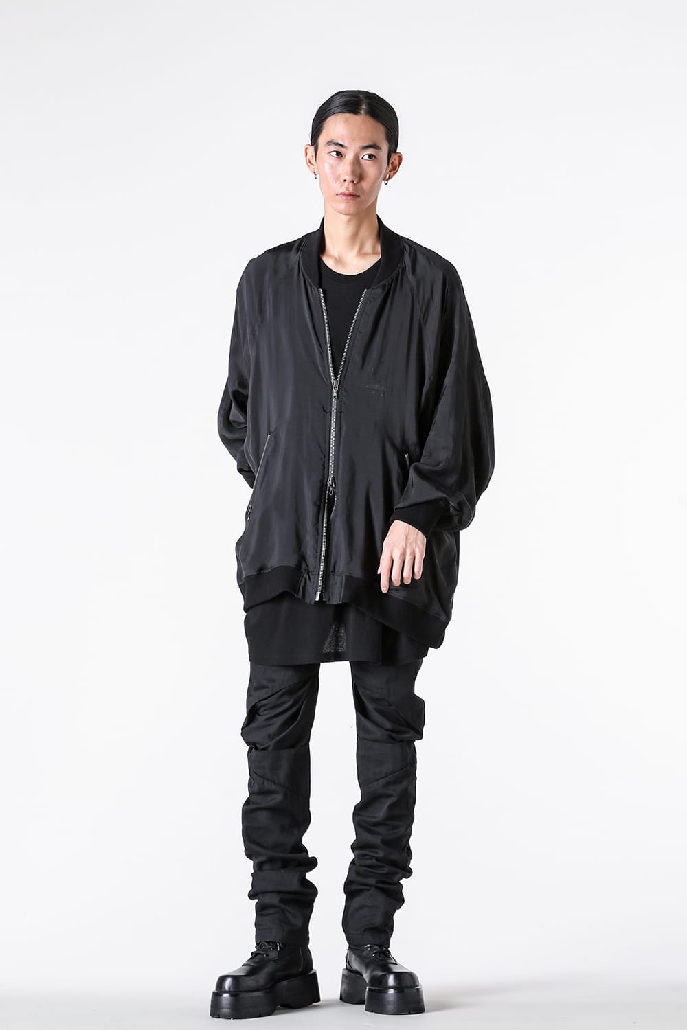 Blouson - 25-26AW - JULIUS | Refined Sheen and Elegant Drape. A Mode-Driven MA-1 in Cupro Taffeta - CUPRO TAFFETA BLOUSON （BLACK） / 907BLM1 9-001