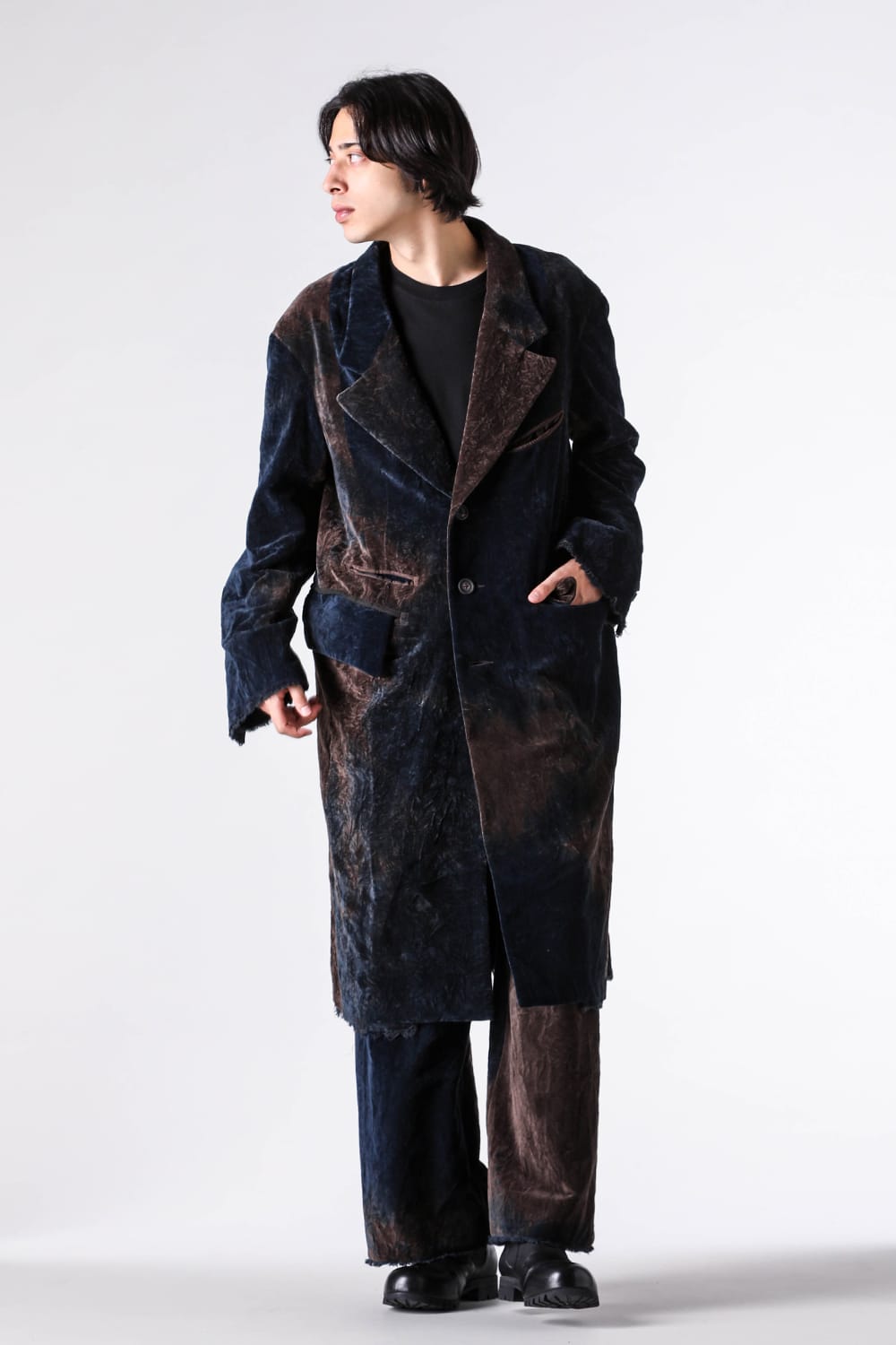 コート特集 - 25-26AW - インポートアルチザンブランド - ZIGGY CHEN | Velvet Long Coat （Navy/Grey） / 0M2531102 1-001