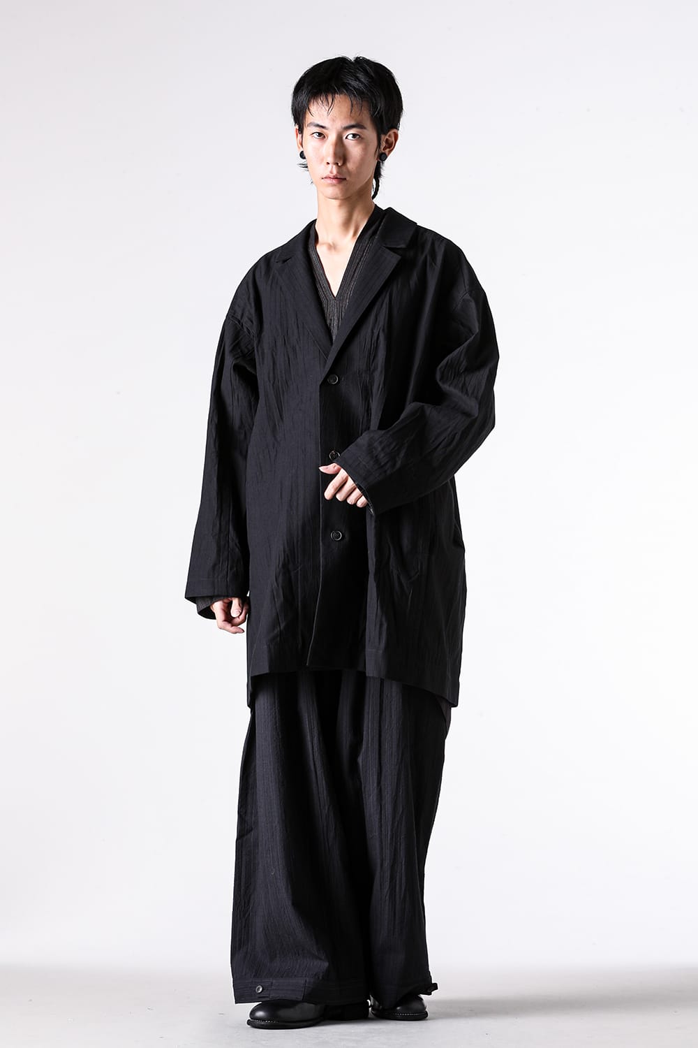 コート特集 - 25-26AW - インポートアルチザンブランド - JAN-JAN VAN ESSCHE | BLAZER STYLE OVER COAT （Black Striped） / COAT#33 1-0010