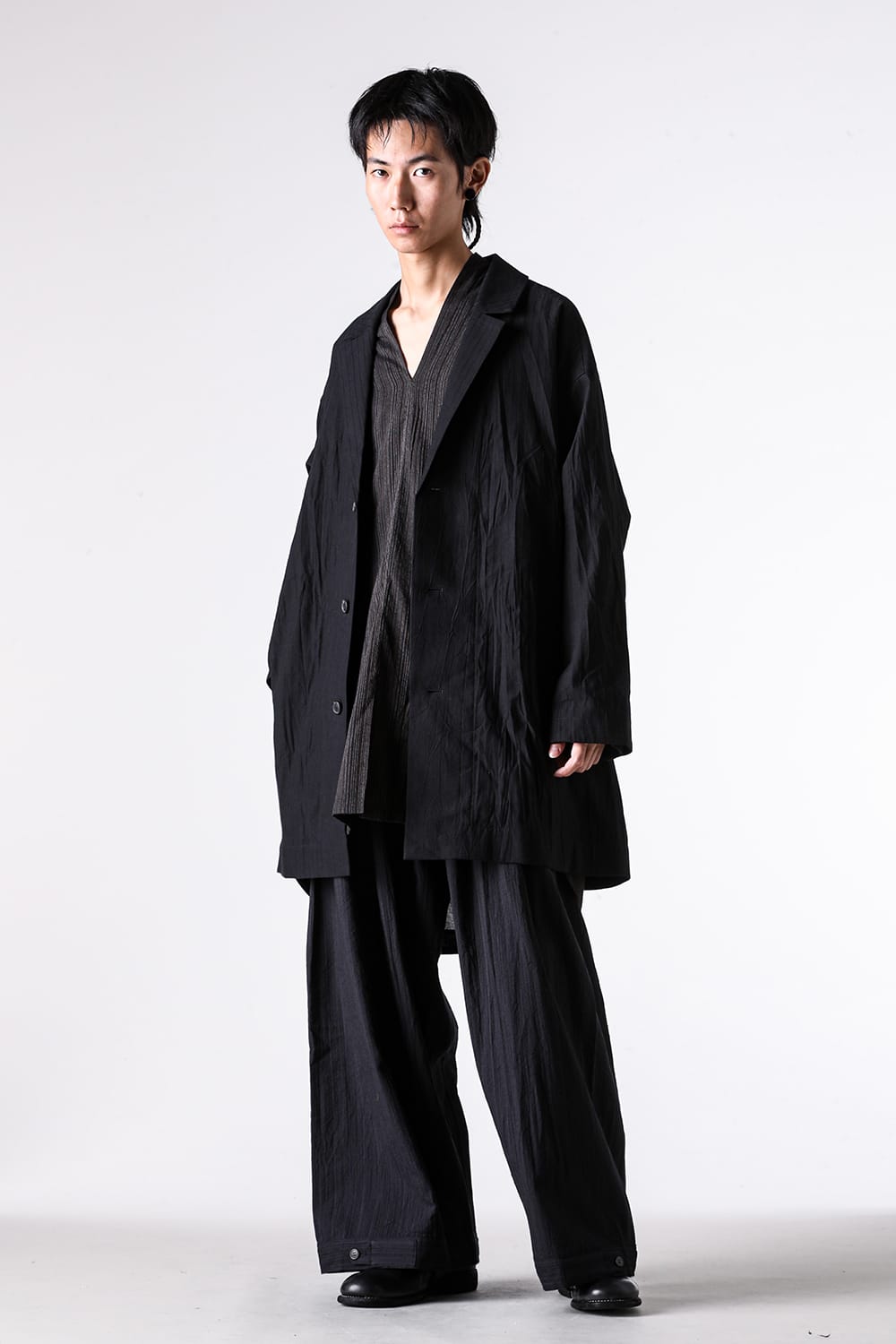 コート特集 - 25-26AW - インポートアルチザンブランド - JAN-JAN VAN ESSCHE | BLAZER STYLE OVER COAT （Black Striped） / COAT#33 1-0011