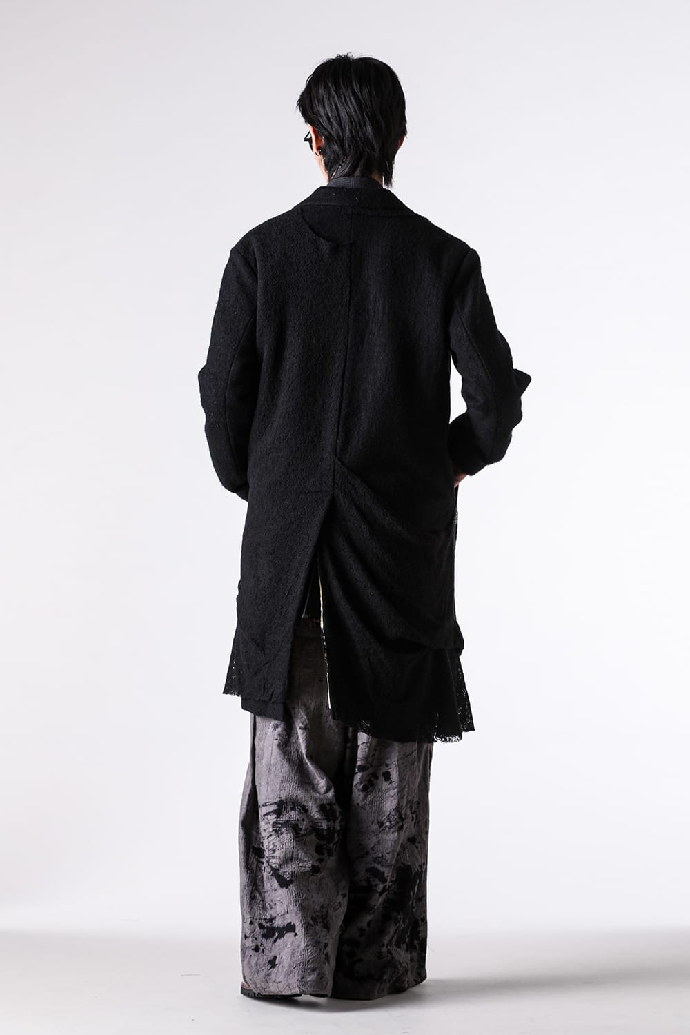 コート特集 - 25-26AW - インポートアルチザンブランド - CHIAHUNG SU | Hand Woven Woolen Patched Drapping Knitting Merino Wool Coat （Black Layering） / AW25-MC15-TDSP 1-0015