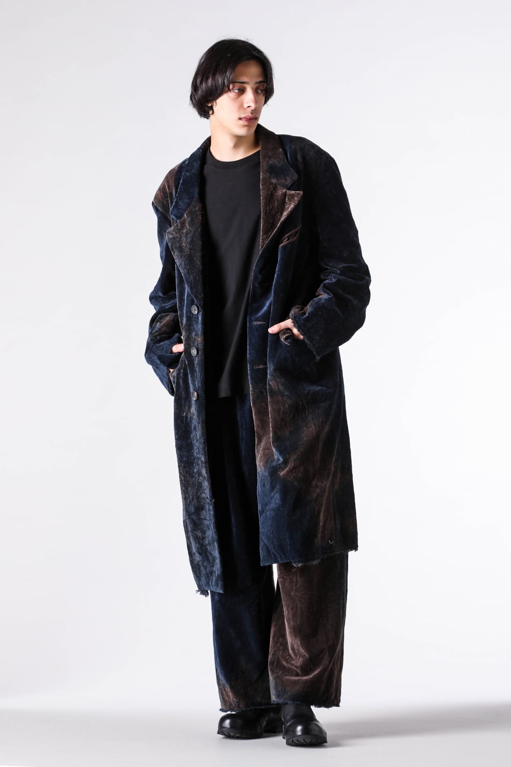 コート特集 - 25-26AW - インポートアルチザンブランド - ZIGGY CHEN | Velvet Long Coat （Navy/Grey） / 0M2531102 1-002