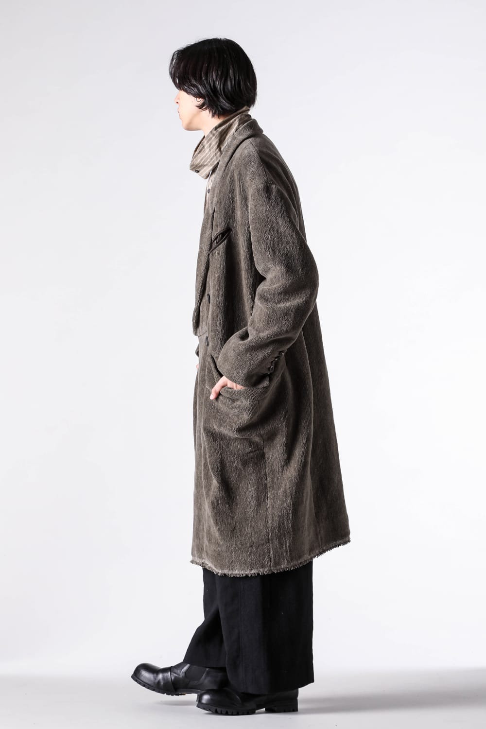 コート特集 - 25-26AW - インポートアルチザンブランド - ZIGGY CHEN | Chenille Cloth Double-Breasted Long Coat （Grey） / 0M2531106 1-005