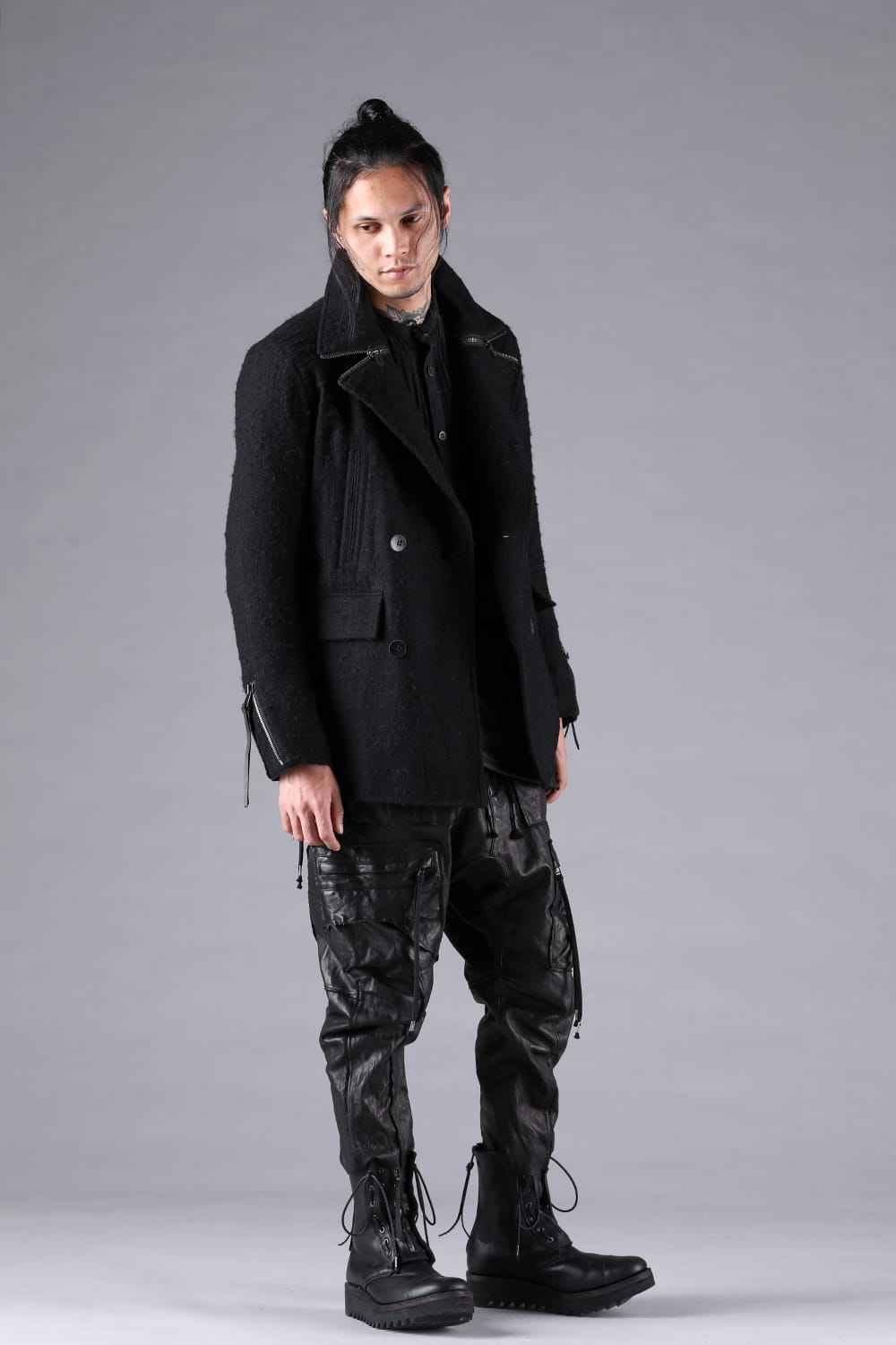 コート特集 - 25-26AW  - ドメスティックアルチザンブランド - D.HYGEN | Brushing Nep Pea Coat （BLACK） / ST104-0325A 2-0017