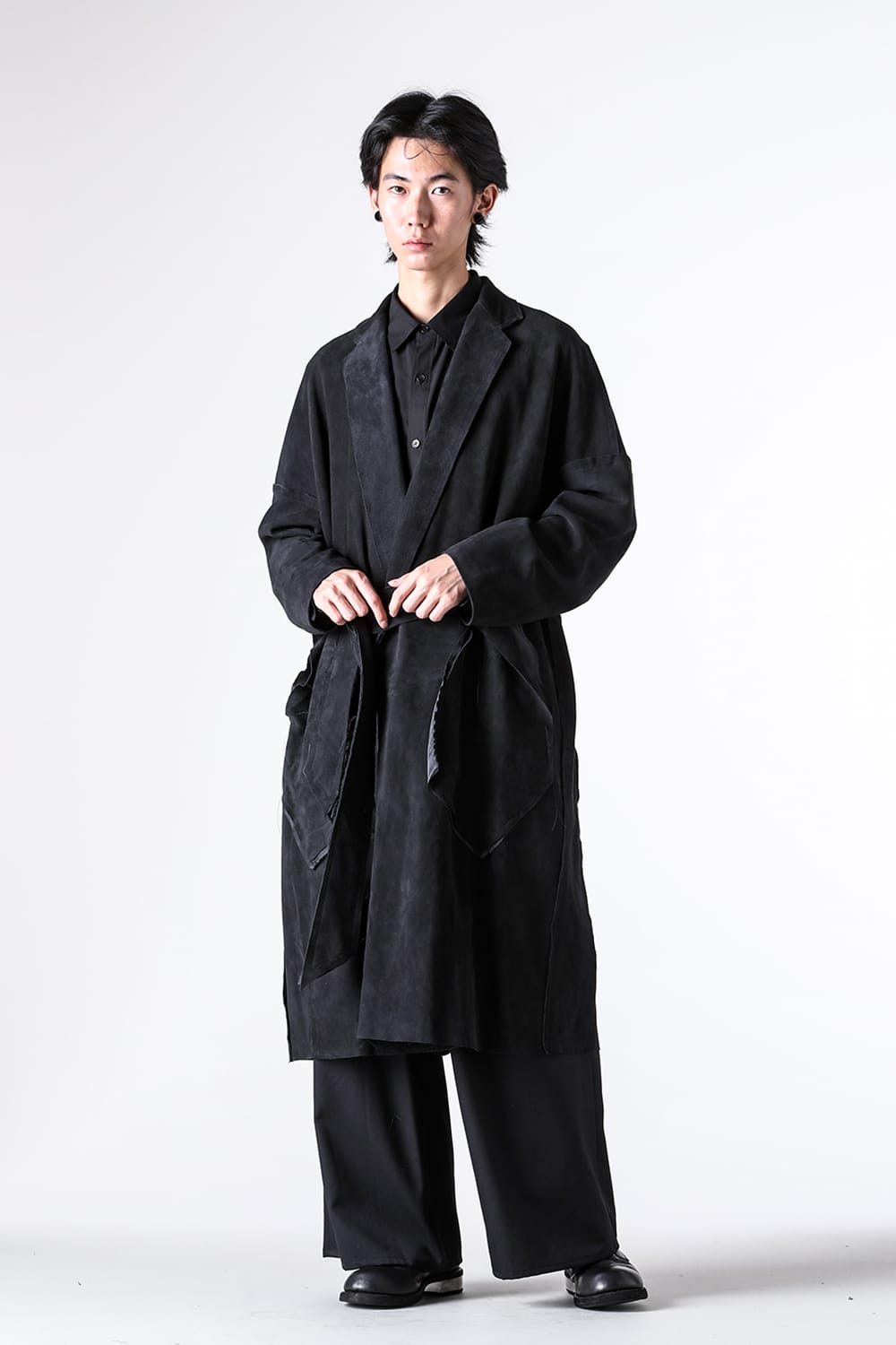 コート特集 - 25-26AW - デザイナーズモードブランド - sulvam | Classic Leather Gown Coat （Black） / M-L01-900 3-004