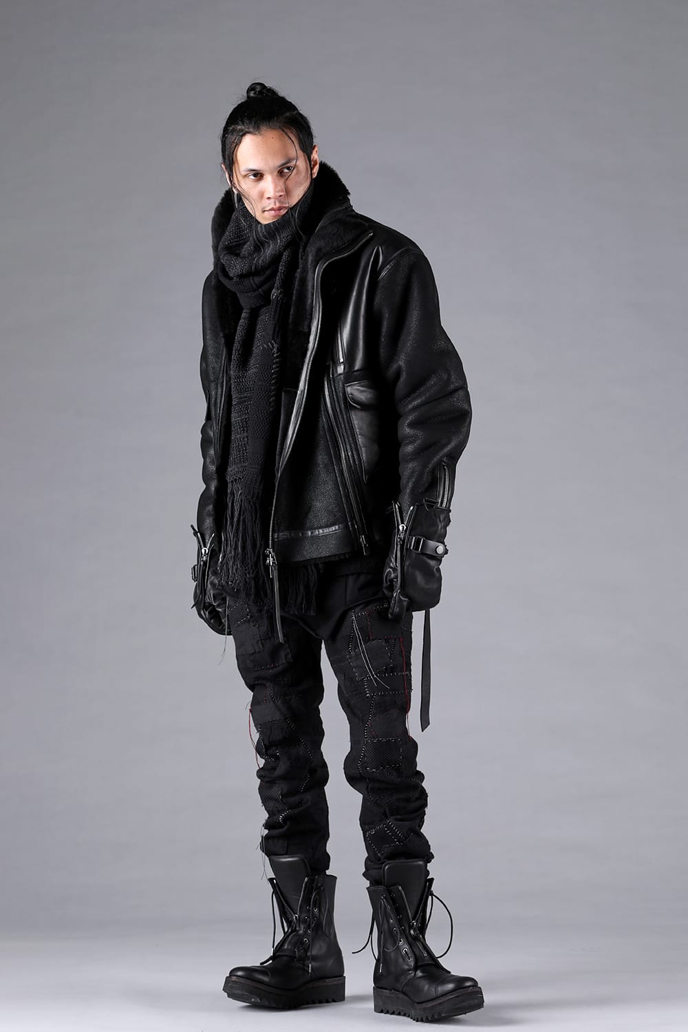 デニムパンツ - 25-26AW - D.HYGEN - Hand Patchwork Class Tojacquard Overlock Twisted Curved Pants （Black） / ST107-0125A-C 10-001