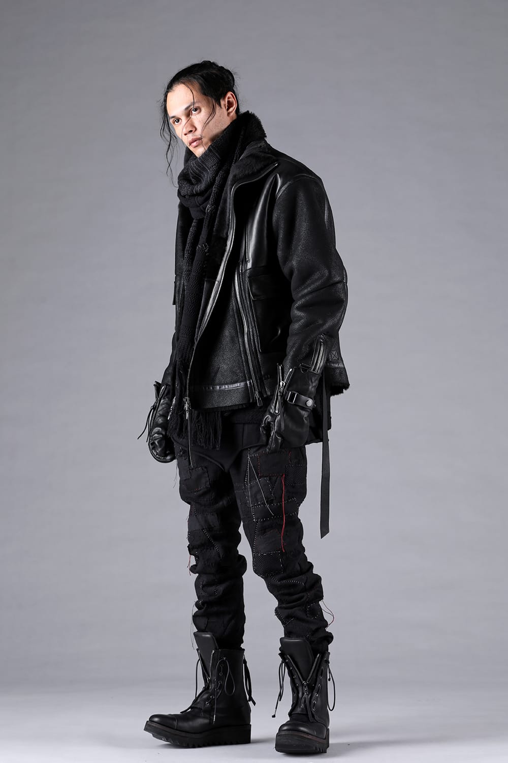 デニムパンツ - 25-26AW - D.HYGEN - Hand Patchwork Class Tojacquard Overlock Twisted Curved Pants （Black） / ST107-0125A-C 10-002