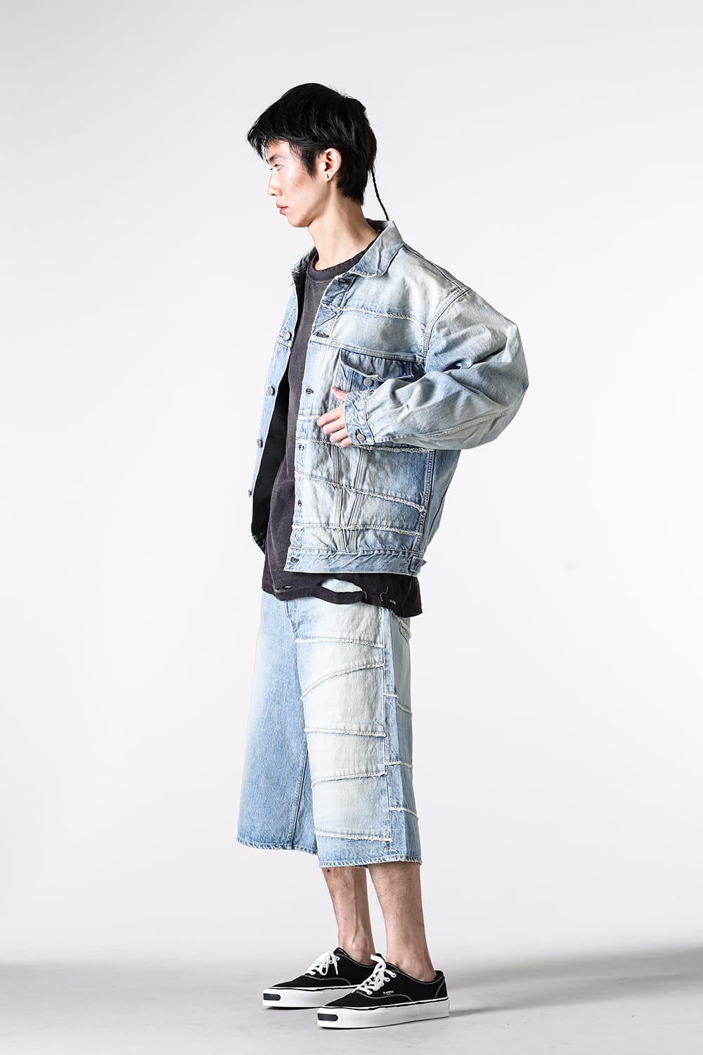 デニムパンツ - 25-26AW  - KAMIYA - Switching Denim Wide Bermuda Pants FULL COUNT x KAMIYA （INDIGO） / G14FC102 2-002