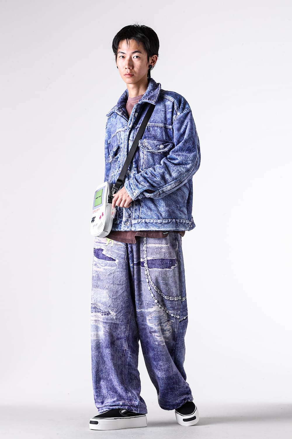 パンツ - TALKING ABOUT THE ABSTRACTION - Fleece Denim Print Wide Pants / 2526AW-PT-005 14-001
