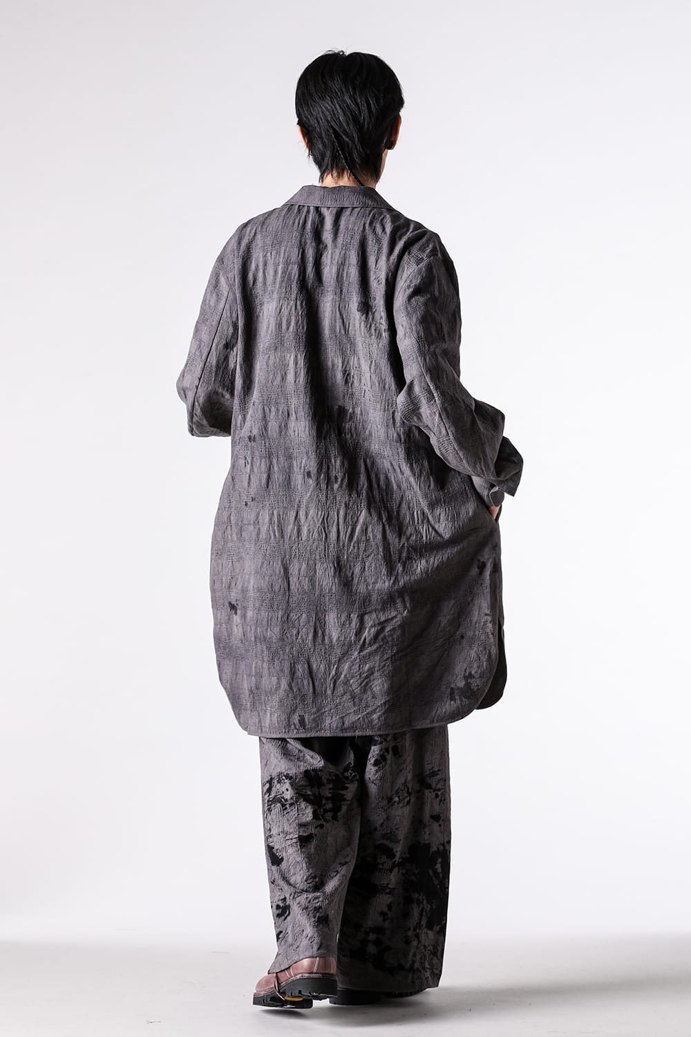 パンツ  - CHIAHUNG SU - Hand Woven & Wide Pleated Trouser （Uneven Dark Grey） / AW25-MP31-TOD 2-003
