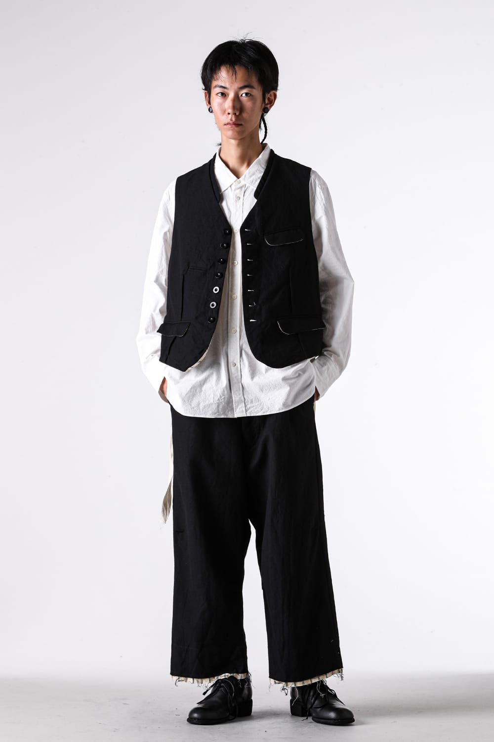 パンツ - KLASICA - Cut off Bold Straight Trousers （Coal Black） / 25F-TRS-B14 3-001