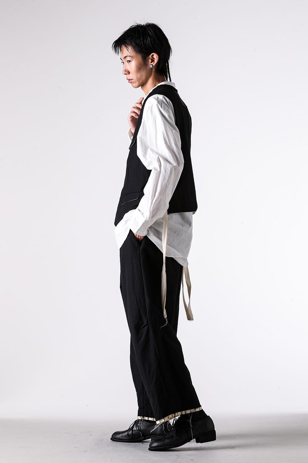 パンツ - KLASICA - Cut off Bold Straight Trousers （Coal Black） / 25F-TRS-B14 3-002