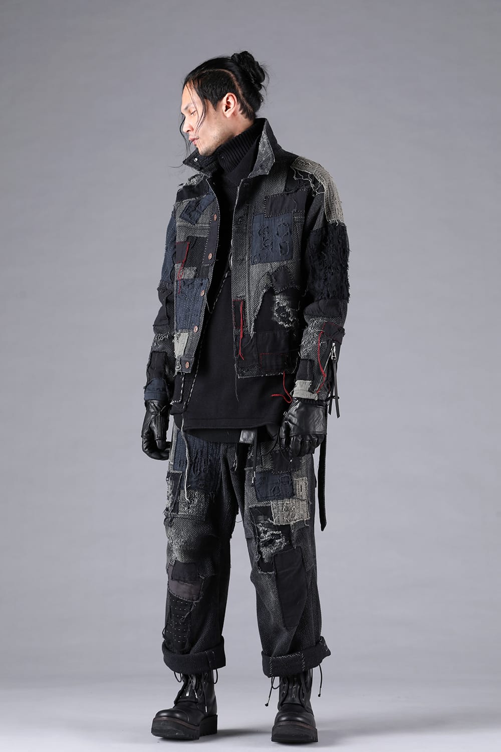 パンツ - D.HYGEN - Crust Damage Repair Embroidered Jacquard Wide Pants （Black） / ST107-0925A 8-001