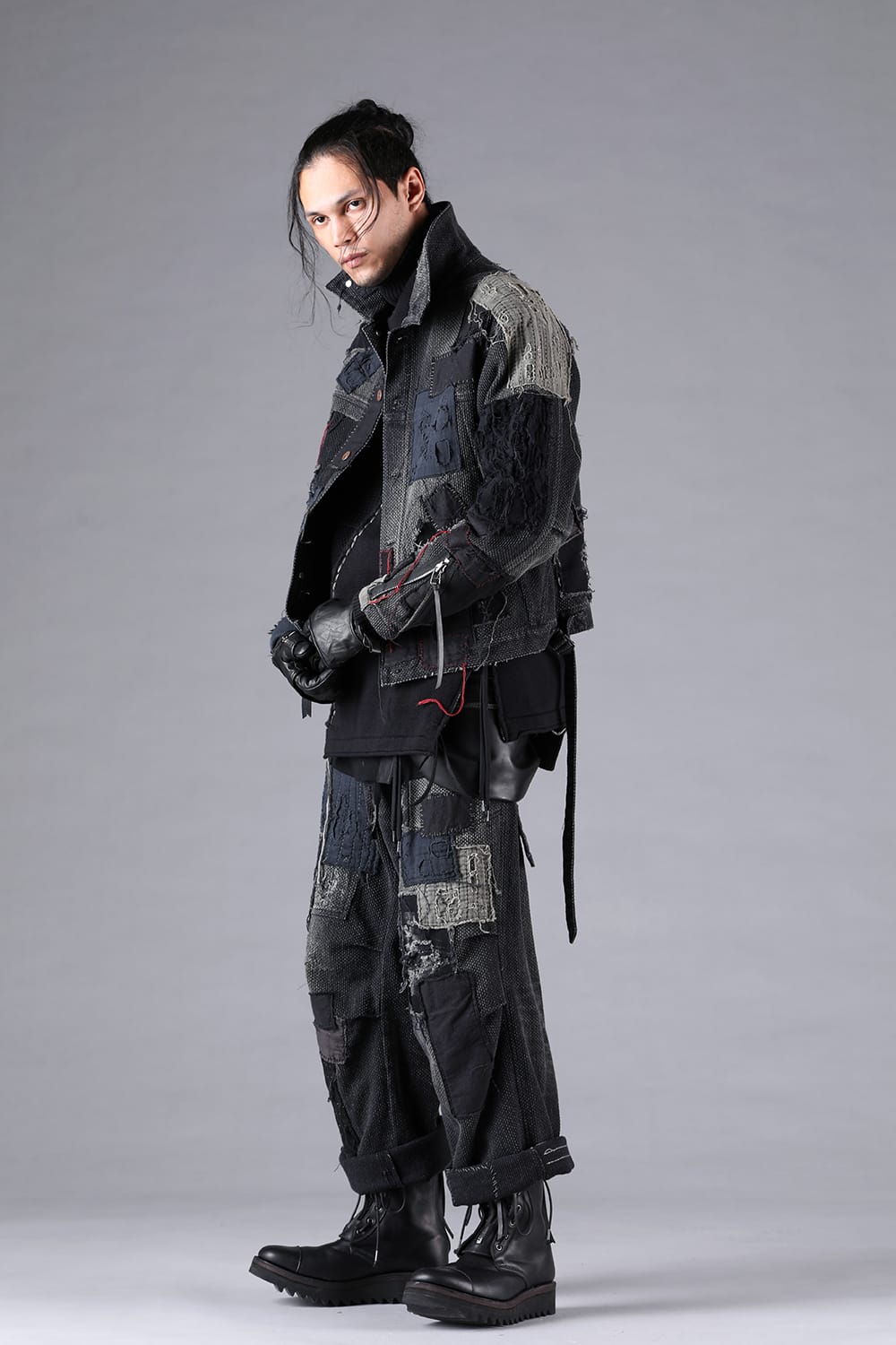 パンツ - D.HYGEN - Crust Damage Repair Embroidered Jacquard Wide Pants （Black） / ST107-0925A 8-002