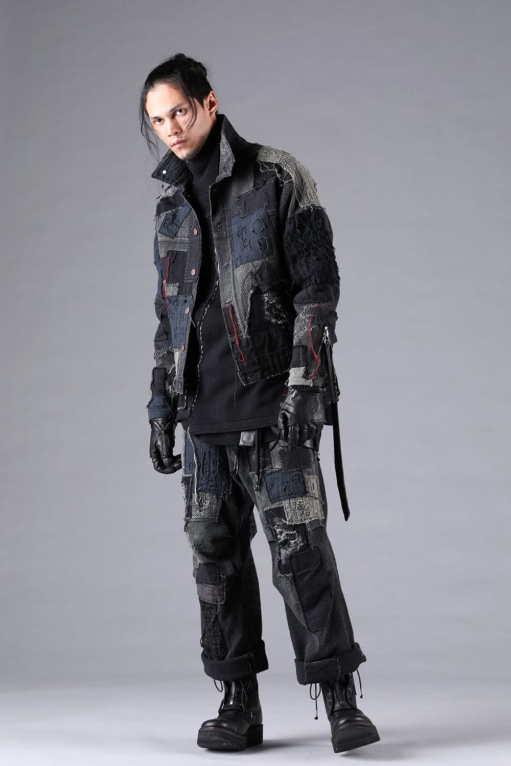 パンツ - D.HYGEN - Crust Damage Repair Embroidered Jacquard Wide Pants （Black） / ST107-0925A 8-003