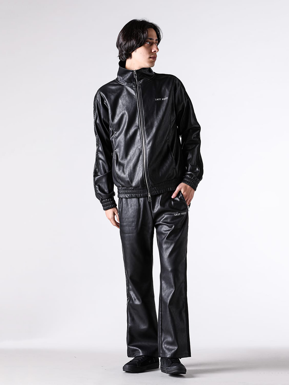 LAST NEST - 25AW - LAST NEST - LASTNEST-23 Faux Leather Track Jacket 9-001