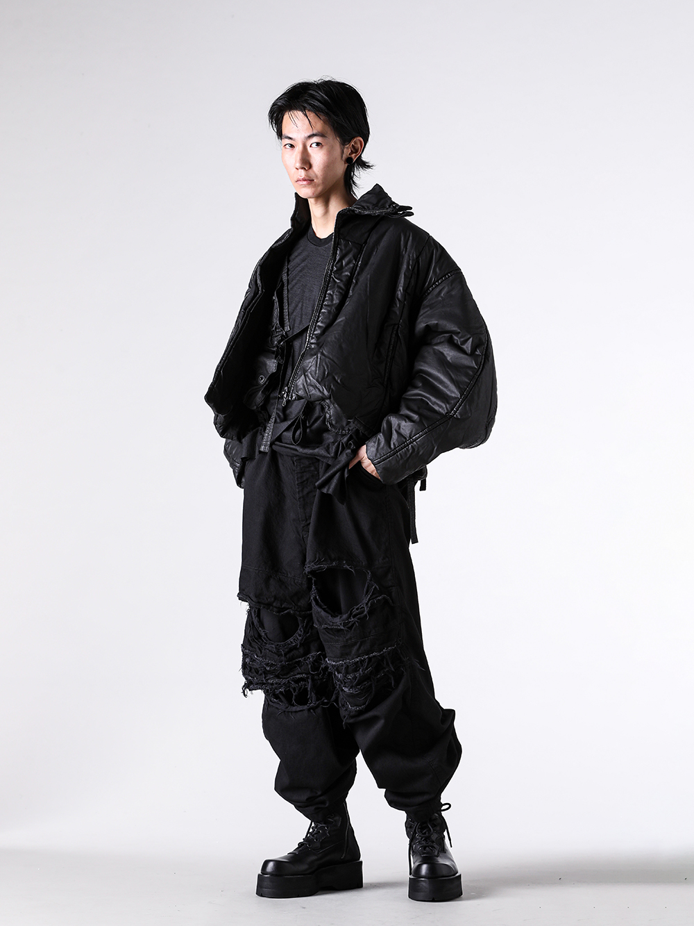 JULIUS 25-26AW コーティングダウンジャケット モードスタイル -FASCINATE