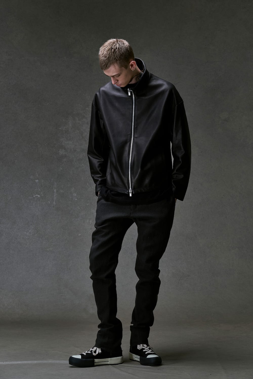 DEVOA - 26SS - eather Jacket - High Neck Leather Jacket Soft Sheep （BLACK） / JKE-TRSS 1-008