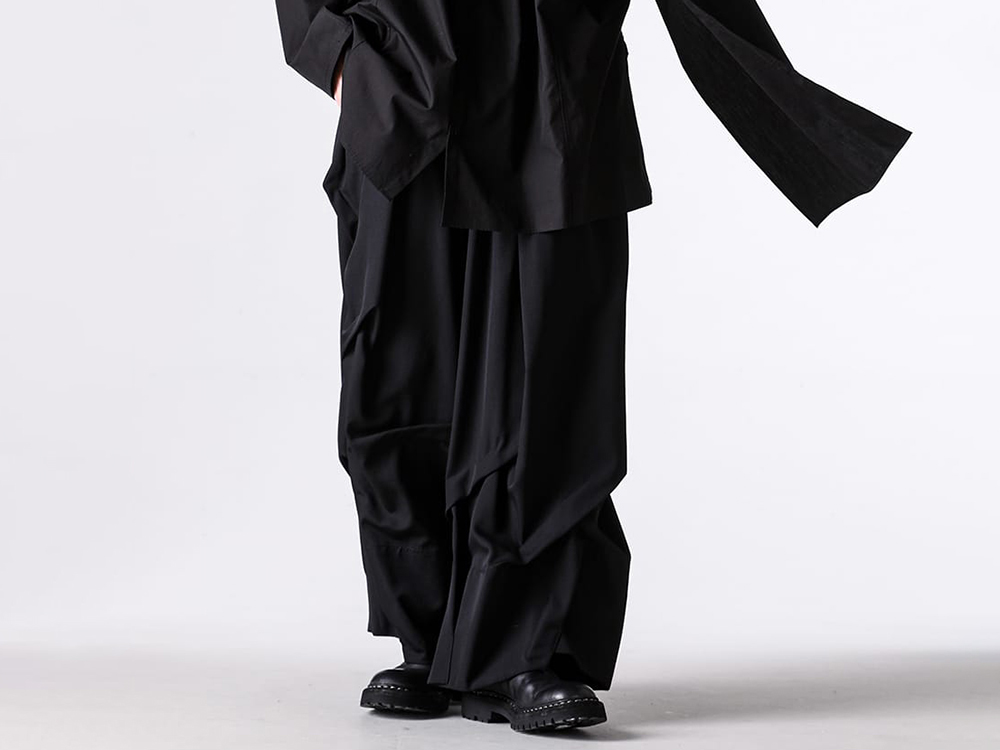 Yohji Yamamoto POUR HOMME - 26SS - Yohji Yamamoto POUR HOMME 1st Delivery Items - Wide-leg pants （Black） / HK-P79-100 1-0013
