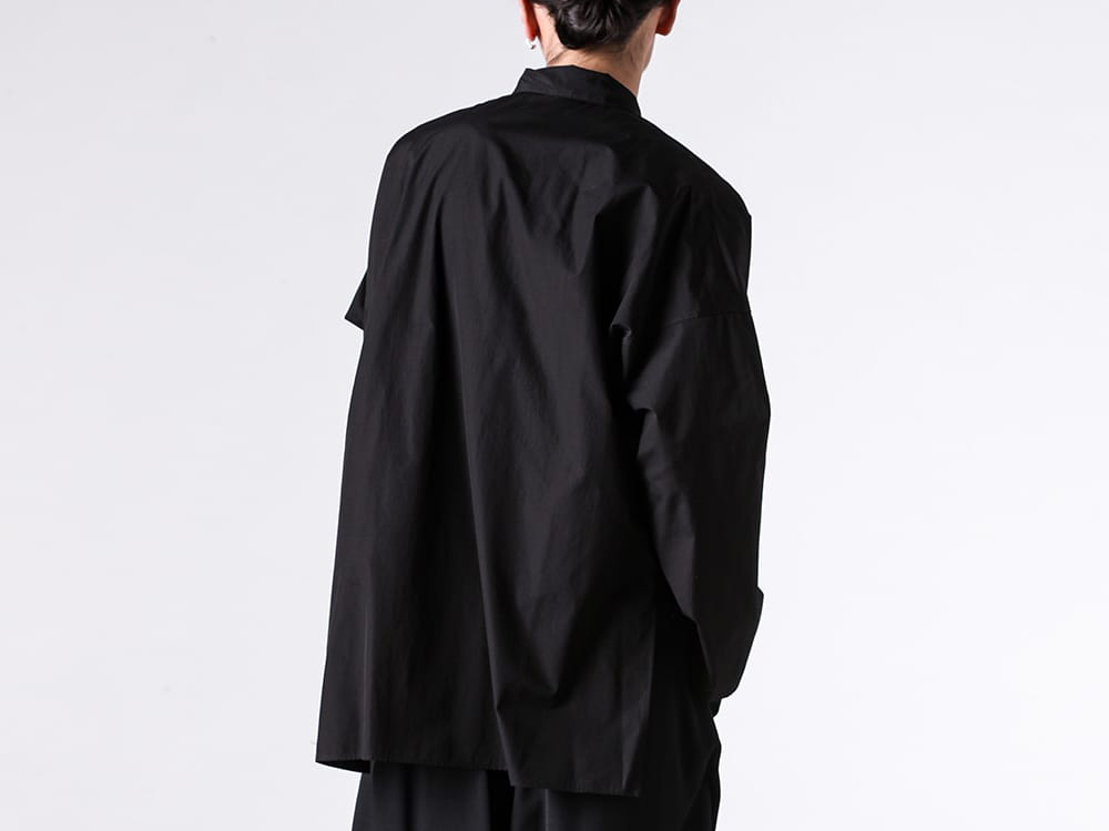 Yohji Yamamoto POUR HOMME - 26SS - Yohji Yamamoto POUR HOMME 1st Delivery Items - Collar gather double blouse （Black） / HK-B30-054 1-002