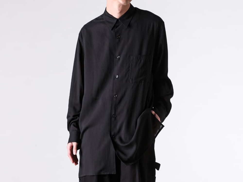Yohji Yamamoto POUR HOMME - 26SS - Yohji Yamamoto POUR HOMME 1st Delivery Items - Standard big shirt （Black） / HK-B06-201 1-007
