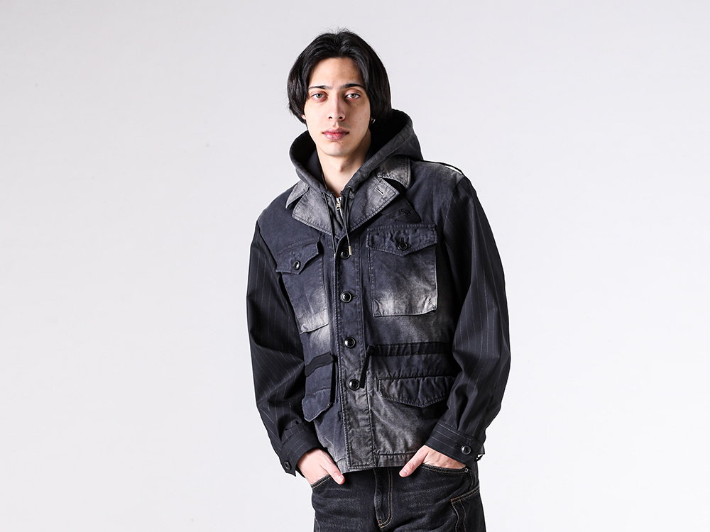 KHOKI - 26SS styling - KHOKI 1st delivery items - Combination Military Jacket （Black）/ 26ss-jk-03 1-001