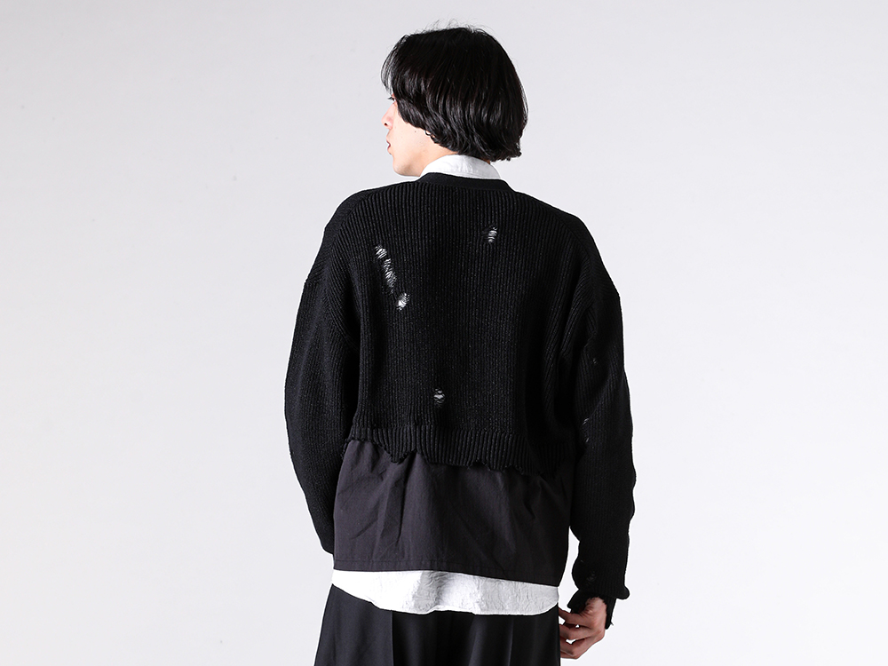 KHOKI - 26SS styling - KHOKI 1st delivery items - Destroyed Knit Cardigan （Black）/ 26ss-k-02 1-0011