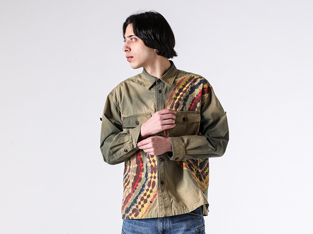 KHOKI - 26SS styling - KHOKI 1st delivery items - ie-Dye Military Shirt （Khaki）/ 26ss-b-02 1-0013