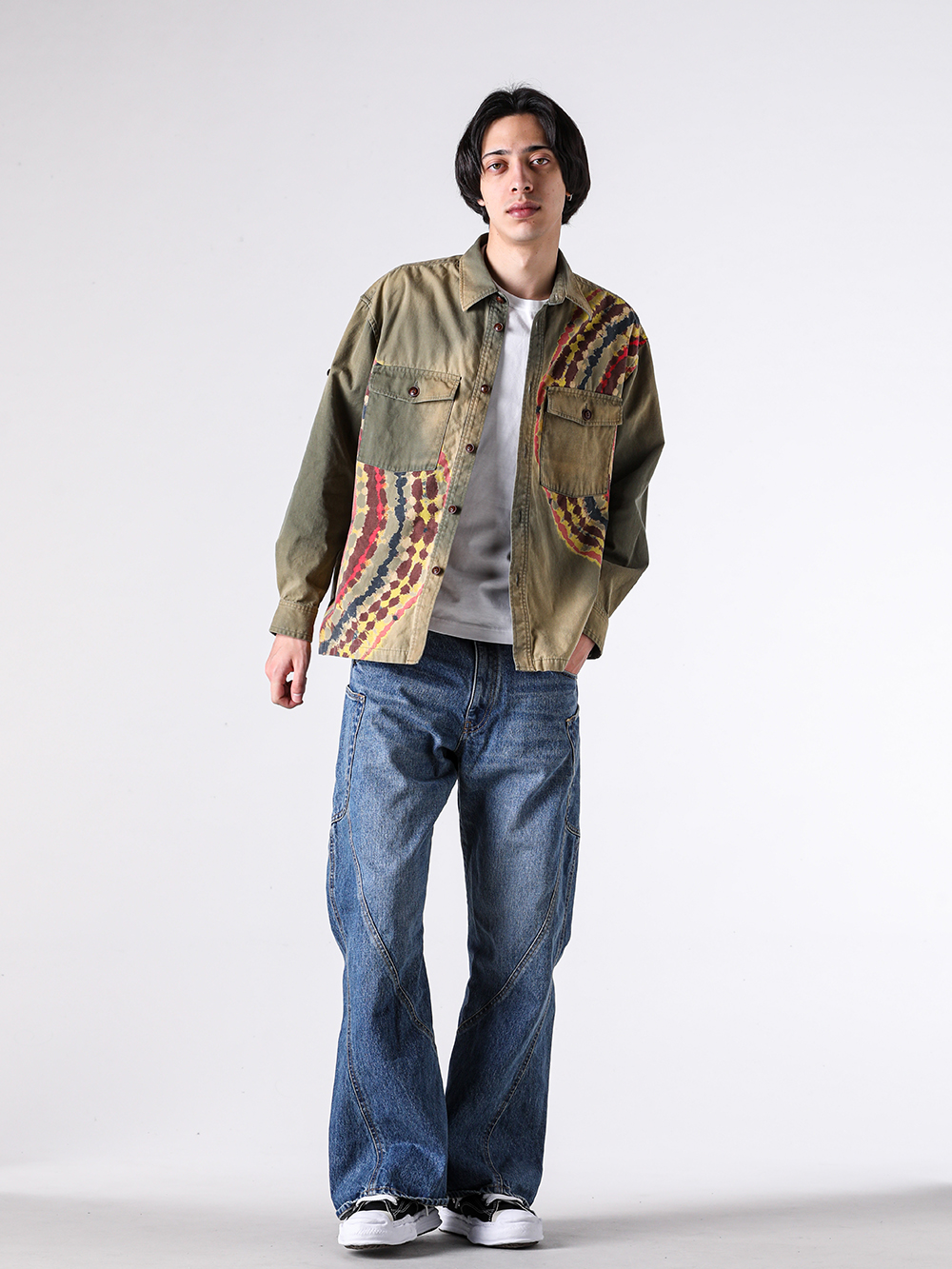 KHOKI - 26SS styling - KHOKI 1st delivery items - ie-Dye Military Shirt （Khaki）/ 26ss-b-02 1-0015