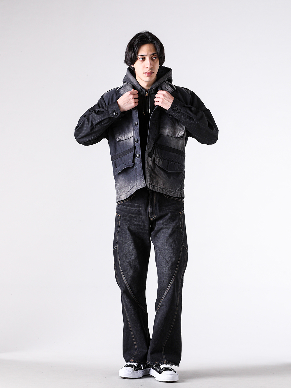 KHOKI - 26SS styling - KHOKI 1st delivery items - Combination Military Jacket （Black）/ 26ss-jk-03 1-003