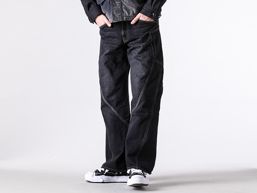 KHOKI - 26SS styling - KHOKI 1st delivery items - 3D Cutting Denim Pants （Black）/ 26ss-p-01 1-0034