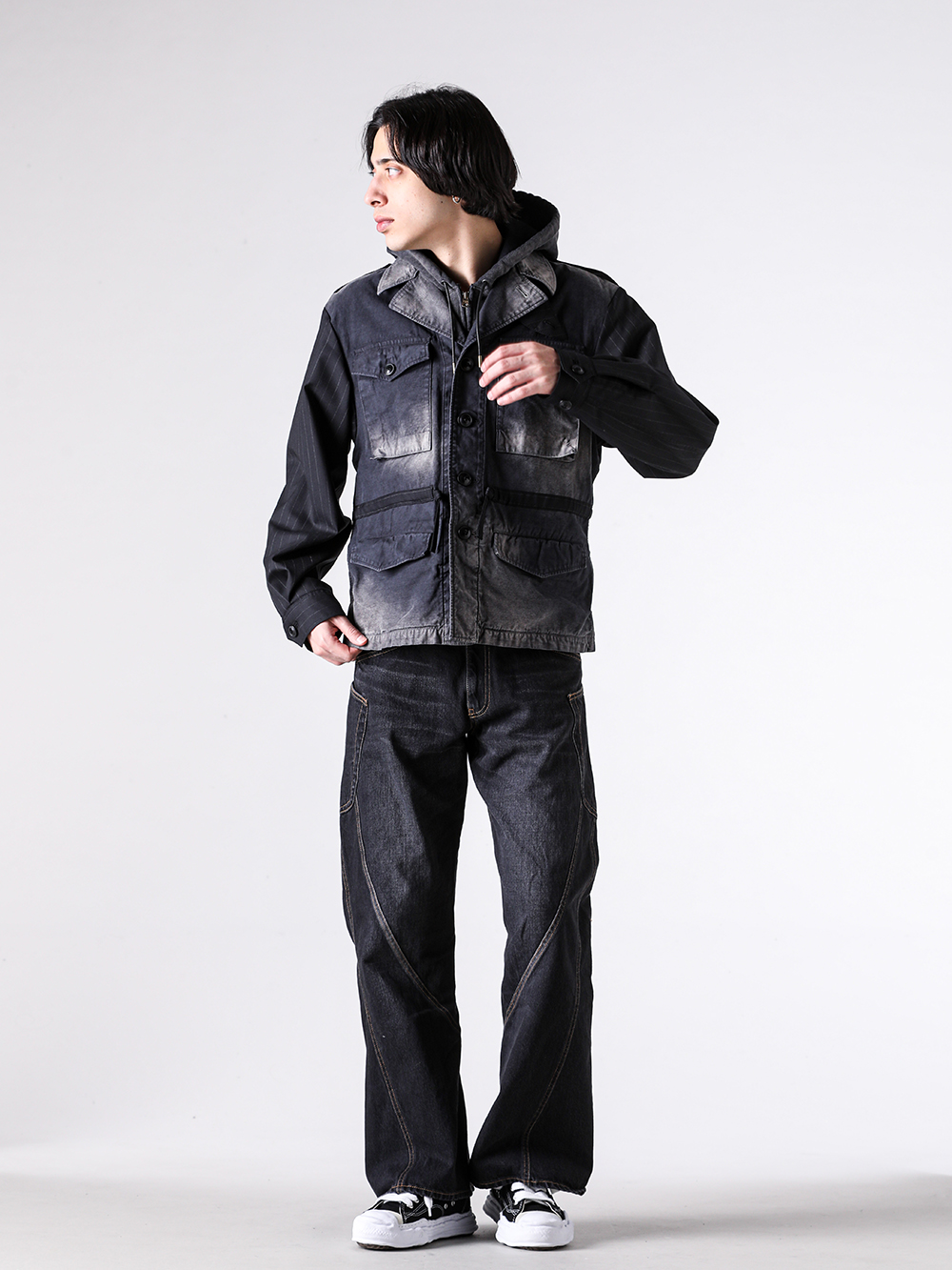 KHOKI - 26SS styling - KHOKI 1st delivery items - 3D Cutting Denim Pants （Black）/ 26ss-p-01 1-0036