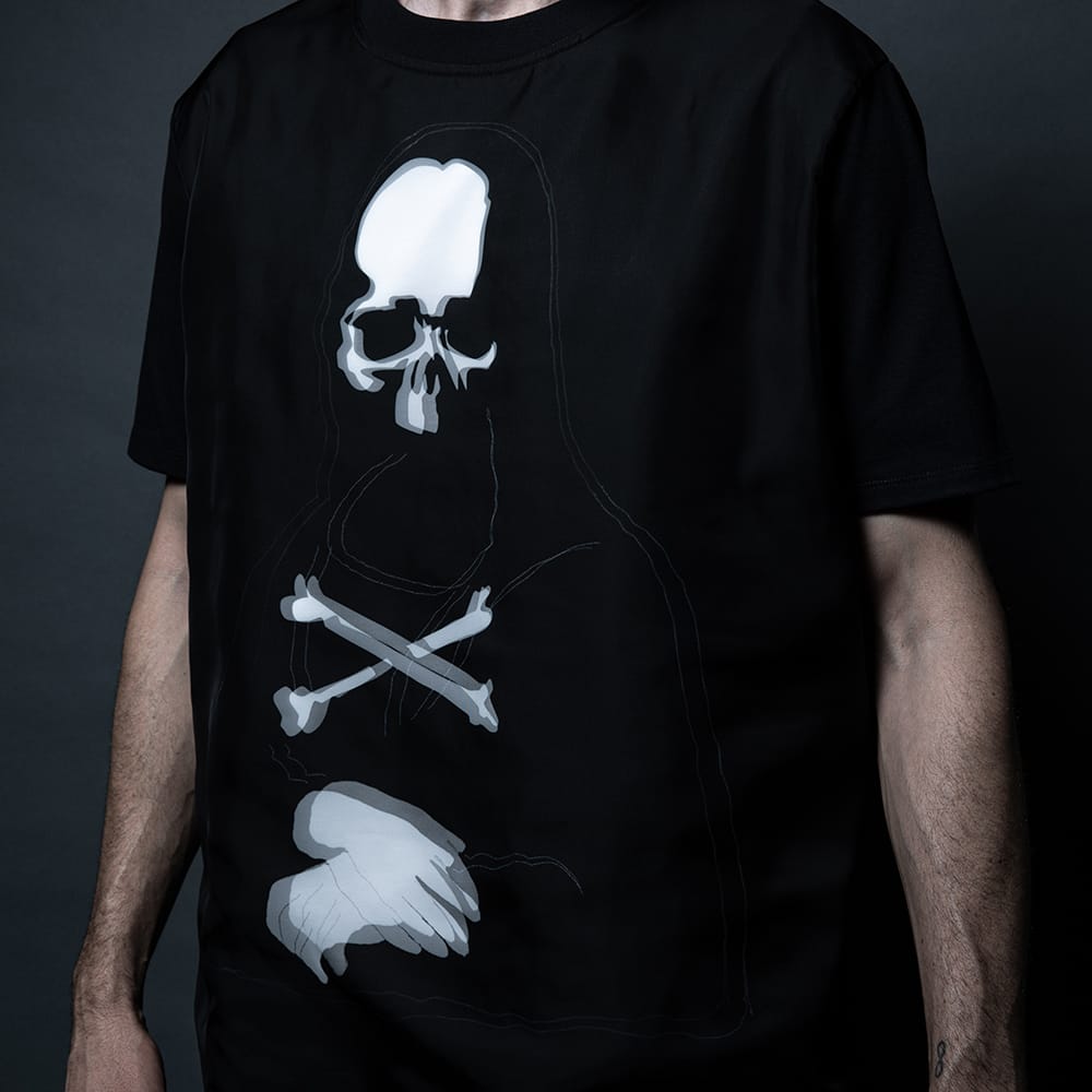 mastermind JAPAN - 2026SS - T-shirt - Mona Lisa Motif × Skull Silhouette - MJ26C16-TS003 (BLACK) 3-003