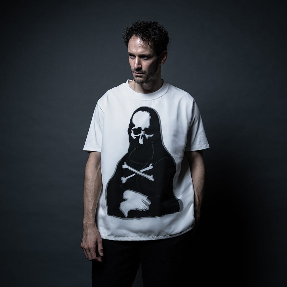 mastermind JAPAN - 2026SS - T-shirt - Mona Lisa Motif × Skull Silhouette - MJ26C16-TS003 (WHITE) 3-005