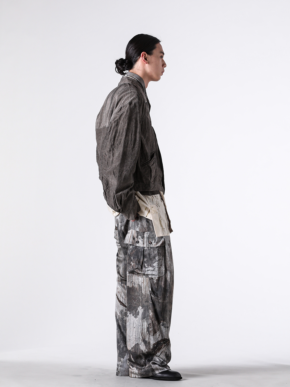 ZIGGY CHEN 26SS クロップドパッチワークジャケット カーゴトラウザー