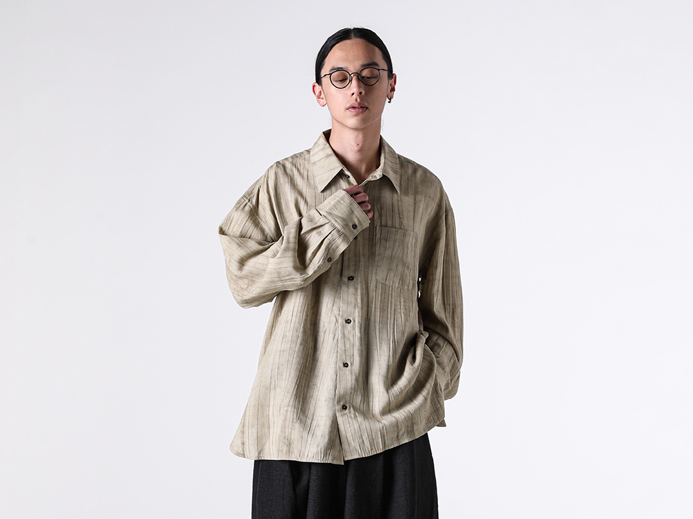 Relaxed-Fit Hand Woven & Tie Dyed Shirt With Chest Pocket (Dyed Sand)