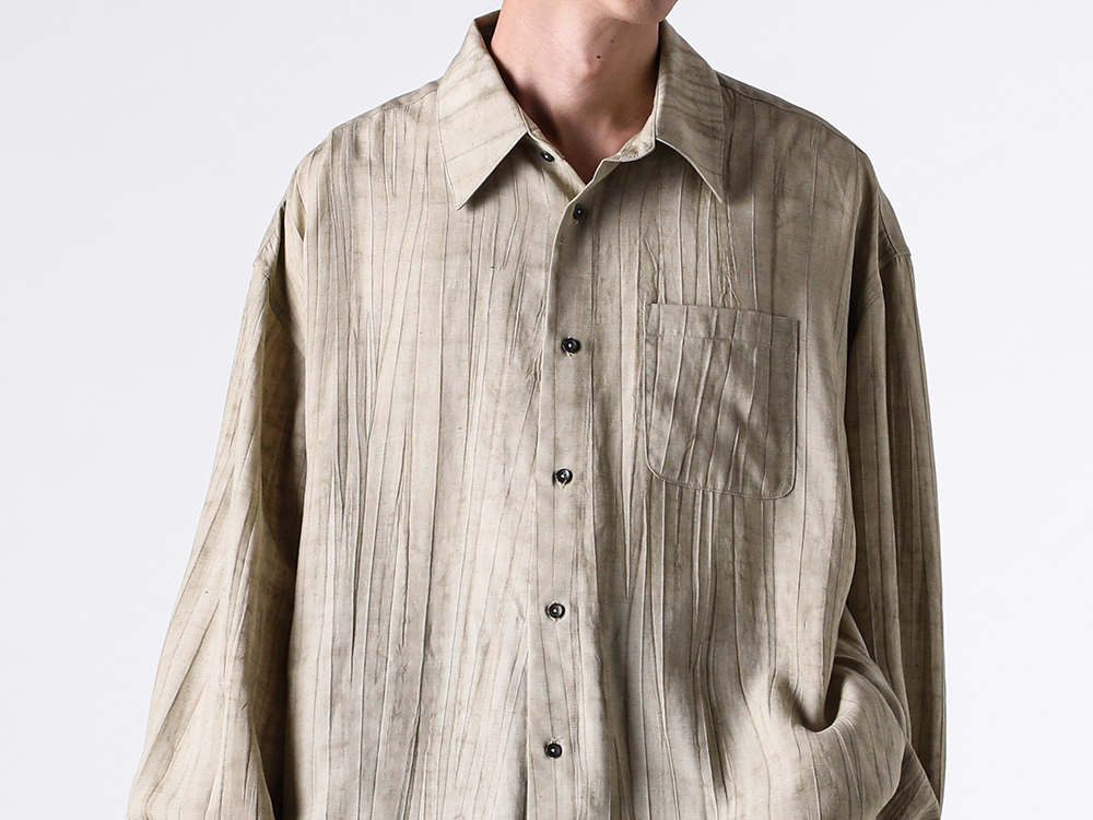 Relaxed-Fit Hand Woven & Tie Dyed Shirt With Chest Pocket (Dyed Sand) Details