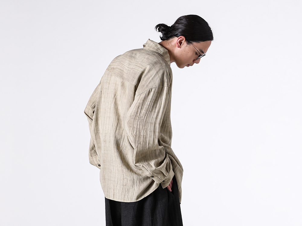 Relaxed-Fit Hand Woven & Tie Dyed Shirt With Chest Pocket (Dyed Sand) Silhouette