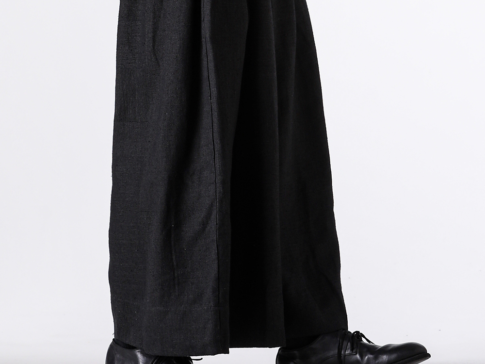 Hand Woven & Dyed Striped Wide Trousers (Dyed Black) Silhouette