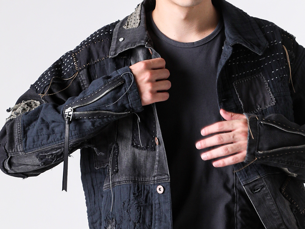 Crust Damage Repair Denim Jacket （Black）