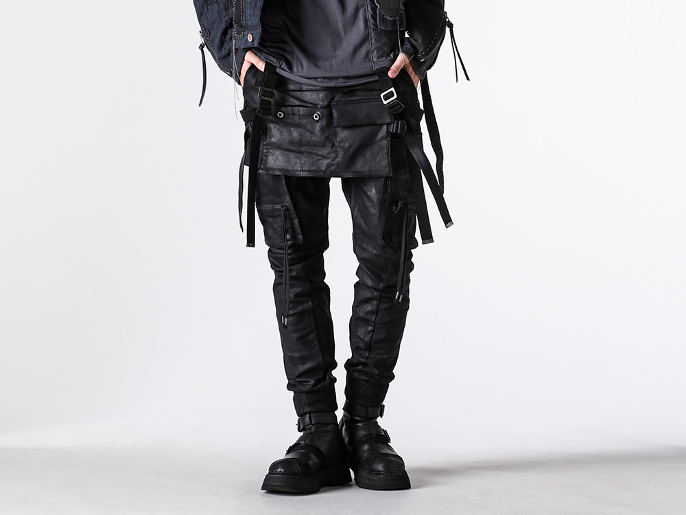 Product Coated Bag Attached Cargo Jog Pants （Black）