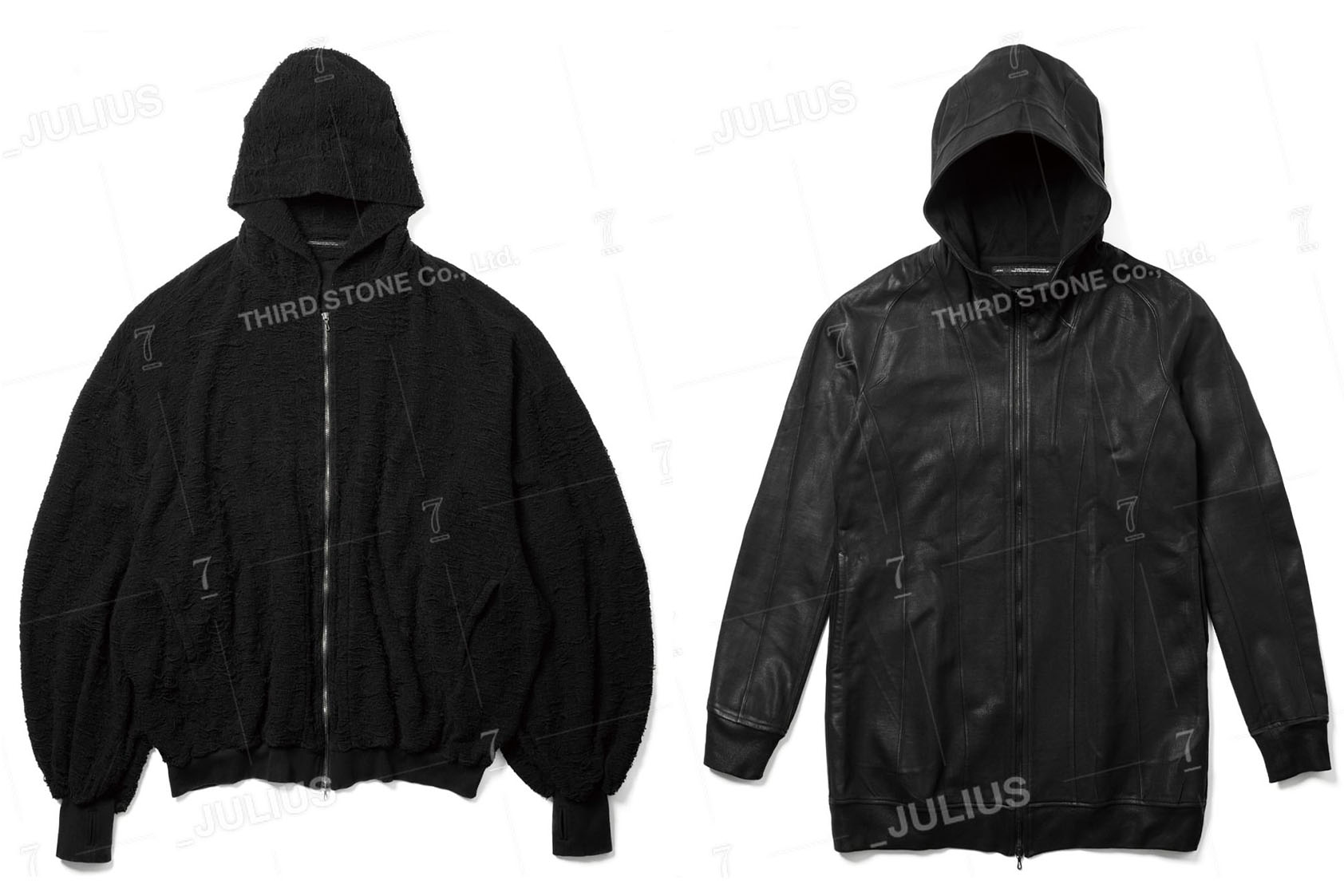 Full front view of the JULIUS 26SS hoodie collection