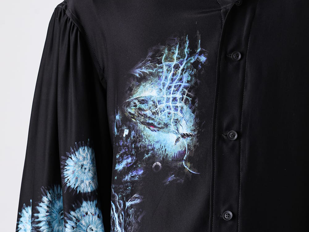 Close-up image of the blouse's graphic design